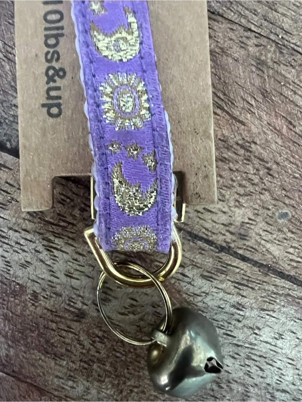 Waaagpet Lilac Purple Large Cat Collar Celestial Sun Moon Stars Gold Bell NWT